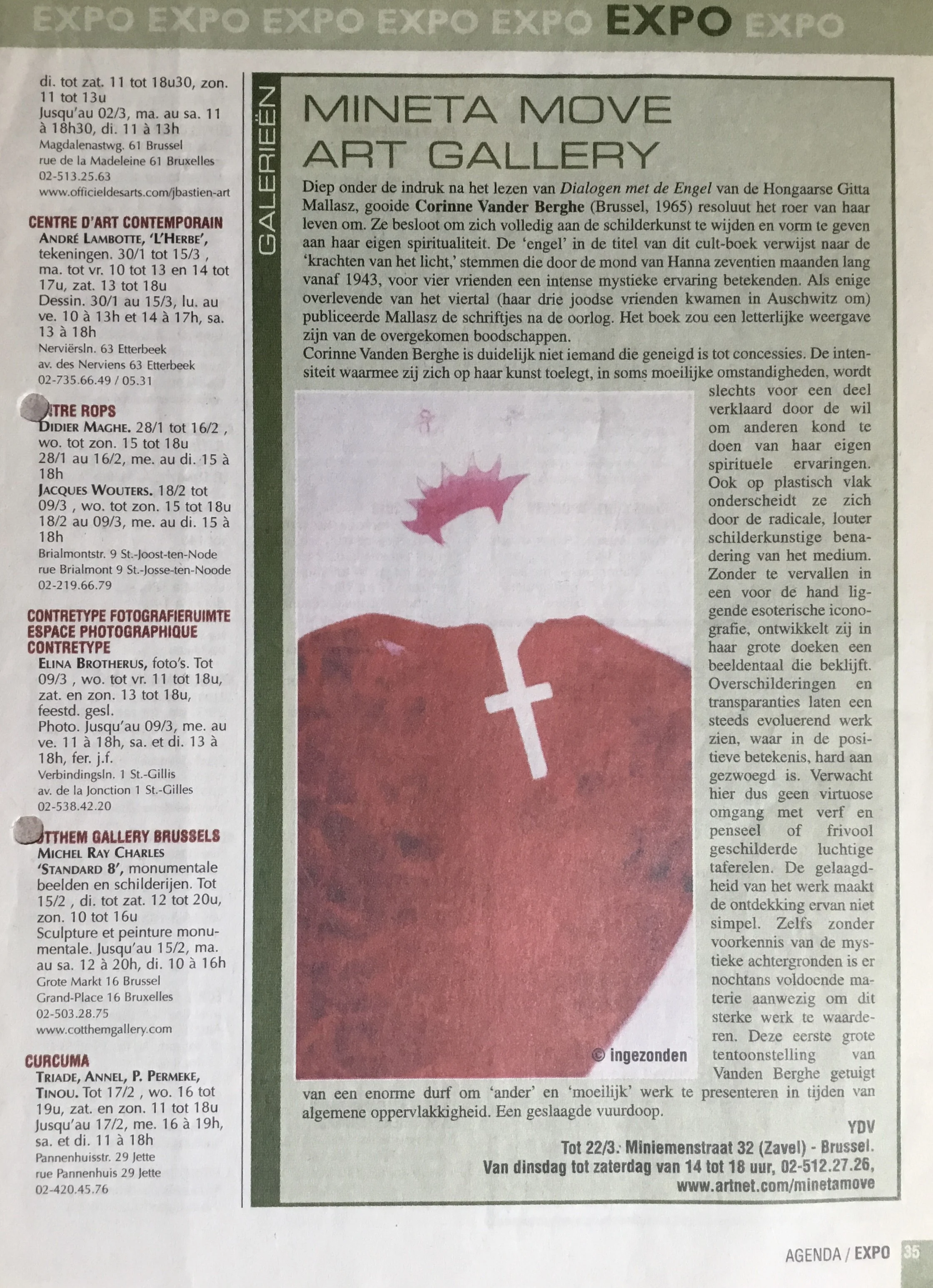Article Agenda Yves De Vrees expo Baptêmes 